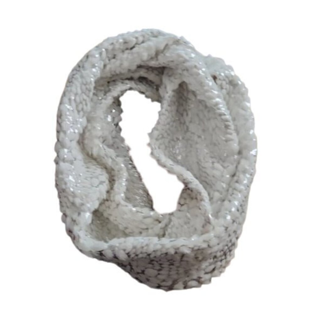 Silver and White Faux Fur Infinity Scarf